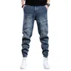 Herren Jeans Hose Cargo Männliche Cowboyhose Japanischer Street Style für Männer Harem abgeschnitten 2024 Mode Baggy Kpop Washed Regular Soft