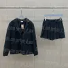 Çizgili Kadınlar Blazerjacket etek Seti Lüks Tasarımcı Kadın Resmi Takım Uzun Kollu Blazers Seksi Mini Etek Kıyafetleri