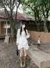 Etek Japon kadınlar 2024 faldas mujer de moda patchwork dantel yüksek bel tatlı saia a-line fırfırlar Jupe düzensiz mini etek