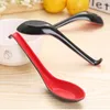 Spoons 5Pcs Plastic Red Black Soup Spoon Portable Imitation Porcelain Long Handle Rice Scoop Ramen Wonton Dumpling Tableware