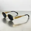 Gafas de sol con montura ovalada Arc de Triomphe para mujer Patas de espejo de metal Lente verde 40235 Gafas de sol de diseño Marco redondo pequeño retro Calidad 10A con caja original