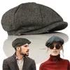 Vintage Beret Newsboy Hats Classic Painter Hat Western Caps Cotton Blend Berets Flat Brim Adjustable Men Spring Street Cap