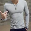 Abiti da uomo A123 1pc T-shirt classica a maniche lunghe di moda per uomo T-shirt fitness Slim Fit Designer Solid Tees Tops