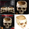 Planters Pots Resin Crafts Human Tooth Teaching Skeleton Model Halloween Home Office Flower Planter Skl Pot Decoration 220614 Drop Dhkst