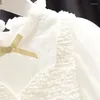 Vestidos de menina conjunto de vestido de menina de bebê manga longa falsa duas peças princesa pequena roupa primavera e outono