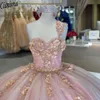 Suknia do piłki na ramię quinceanera sukienki vestidos de 15 anos moda handlumade flower formalne suknie imprezowe księżniczki