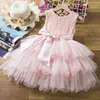 Robes de fille Fleur Filles Robe De Princesse Blanche Pour Mariage Dos Nu Dentelle Bébé Anniversaire Baptême Fête Tutu Robe Robe D'été Pour Les Filles En Bas Âge