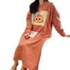 Women's Sleepwear Long Sleeve Breathable Loose Women Dress O Neck Warm Knee Length Pajamas For Winter