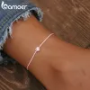 Stränge Bamoer Einfache Design Herz Silber Fußkettchen für Frauen Sterling Silber 925 Armband für Knöchel und Bein FODE -Fuß Schmuck SCT022