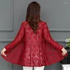 Chaquetas de mujer Mujeres largas Abrigo de encaje Cardigan Verano Femme Pink Net Hilado Hollow Out Ropa de sol Abrigos de mantón Elegante Chaqueta negra Top