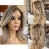 Ash Blonde Colored Lace Front Wigs for Women Wave Brazilian Simulation Human Hair Wig Preplucked HD Transparent Lace Frontal Wig