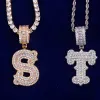 Necklaces Bubble Letter Initial Single Necklace for Men Iced Out Frozen Pendant Real Gold Plated Hip Hop Jewelry