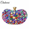 Chaliwini Evening Diamond Two Side Floral Woman Clutch Bag Multi Crystal Sling Package Wedding Purse Matching Wallet Handbags 240219