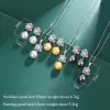 Zestawy urokami 12 mm złotą białą perłową kamelię Naszyjnik Drop Kolczyki dla kobiet laboratoryjne rocznicowy zestaw biżuterii