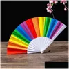 Party Favor 23cm Pliant Espagne Rainbow Pride Festival Style Main Fan Danse Fête De Mariage Tissu Pliant Fans Drop Livraison Accueil G Dhqvx