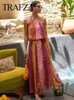 Grundlegende Freizeitkleider TRAFZA 2023 Elegante Damenmode Sexy ärmelloses Kleid mit hängendem Hals Sommer Vintage Tie Dyed Print Strandkleid J240222