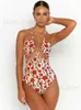 Swimwear Women Floral Print One Piece Costumes Femmes Sexe Swimwear Set Summer Swimsuit Bandage Bathing Fulling Summer Hollow Out Swimsuit T240222