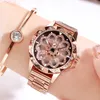 Women's Light Luxury 360-graders roterande High Fashion Diamond-Inset Waterproof Steel Strap Watch