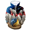 Hoodies masculinos 3d impressão bola de boliche hoodie para homem de manga comprida legal pulôver personalidade crianças moletom ao ar livre roupas esportivas