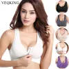 Acessórios Veqking Mulheres Zipper Push Up Sports Bras, Plus Size Xl Acolchoado Wirefree Respirável Sports Tops, Fiess Gym Yoga Sports Bra Top