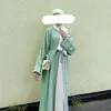 Vêtements ethniques Eid Abaya Dubaï Musulman Hijab Robe Turquie Islam Plaine Crêpe Casual Abayas pour femmes Ramadan Kaftan Robe Kimono Femme