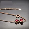 Charme pulseiras rosa cor de ouro criado-para mulheres bowknot estrelas gemas pedra mão corrente link feminino moda jóias
