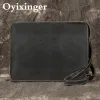 Sac à dos Oyixinger en cuir véritable mallette pour ordinateur portable rétro sac à bandoulière mâle de qualité supérieure Crazy Horse pochette d'ordinateur pour 13 "livre HP