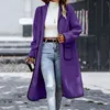 Kadın Ceketleri Sonbahar Kadın Kontrast Renkleri Uzun Palto Palto Mizaç Düğünsiz Sıcak Ceket Cepleri Moda Günlük Örtül