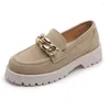 Kledingschoenen EAGSITY Koe Suède Penny Loafer Dames Ronde Neus Casual Mode Dames Bruin Slip Op Lazy