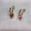 2024 Hefang Designer Ear Stud cherries Little Canglan Sugar Cube Pearl أقراط للمرأة على طراز طويل الإشعاع ، هدية المجوهرات الفاخرة