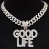 Pendant Necklaces 2024 Men Women Hip Hop GOOD LIFE Necklace Crystal Cuban Chain HipHop Iced Out Bling Letter Charm Jewelry