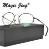 Zonnebrilmonturen Magic Jing Ronde Metaal Bijziendheid Brillen Brillen Brillen op sterkte RX Optisch 6106