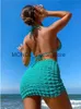 ملابس السباحة النسائية مثير البيكينيات النسائية الصلبة Seersucker Hollow Out Jower Skirt 3 قطعة Swimsuit Summer Ring دائرة الدفع لأعلى الاستحمام Suith24222