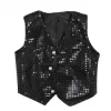 T-shirt da ballo per bambini con paillettes scintillanti, gilet, gilet, per bambini, ragazzi, ragazze, gilet, hip-hop, jazz, performance sul palco