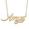 Amya nome colar personalizado placa de identificação pingente para mulheres meninas presente aniversário crianças melhores amigos jóias 18k banhado a ouro aço inoxidável