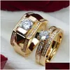 Bagues de cluster Plaqué or Couple Bague Ensemble pour Femmes Hommes Punk Style Cristal Empilable Bijoux Accessoires Drop Livraison Bijoux Bague Dhllz