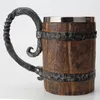 Barril de madeira resina de aço inoxidável 3d caneca de cerveja jogo tankard copo de café canecas de vidro de vinho 650ml tem gift263p