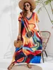 Casual Dresses Printed Beach Cover Up Vacation Beach Kjol Bikini Sun Protection Jacket, Ytter Cover Up