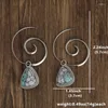 Boucles d'oreilles pendantes minimalistes, couleur argent, spirale en métal, bijoux gitans, Steampunk Boho pour femmes Oorbellen