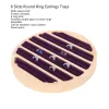 リング6スロットラウンドリングイヤリングトレイスタック可能なスクラッチ抵抗性木製ジュエリーボックスリングホルダーインサートジュエリーオーガナイザートレイA