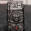 Lighters Creative Ejection Ignition Coiled Dragon Hand-Etched Windproof Lighter Retro Brass Kerosene Lighter Mens Smoking Gift YQ240221