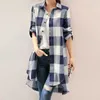 Women's Blouses Fashion Casual Short Sleeve Plaid Shirt Women Blouse Versatile Commuting Female Summer Turn-Down Collar Single-Breasted