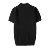 Men's T Shirts 2024 Summer Knitted Short Sleeve T-shirts Slim Fit Pullover Round Neck Solid Color Tee Hemme Harajuku Male Clothes