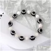 Frisado Turco Lucky Evil Eye Pulseiras Strands Bangle Imitação Pérolas Olhos Azuis Frisado Charme Pulseira Para Mulheres Homens Casal Moda Dhhp8