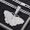 Dropshipping Fine Hip Hop Jewelry 925 Sterling Silver VVS Moissanite Diamond Iced Out Butterfly Pendant Halsband för män kvinnor