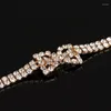 Link Bracelets PPG&PGG Elegant CZ Crystal Chain Bowknot Charms & Bangles For Women Gold Color Wedding Party Jewelry