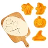 4st Set Halloween Biscuit Mold Pumpkin Ghost Theme Plastic Cookie Cutter Plunger Fondant Chocolate Mold Cake Decorating Tools YFA1924