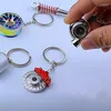 Keychains Mini Turbo Turbocharger Keychain For Car Keys Spinning Turbine Key Chain Ring Keyring Keyfob Interior Accessories