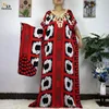 Ethnic Clothing Muslim African Dress Solid Color Printed Cotton Women Summer Short Sleeved Islamic