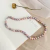 Set Ashiqi Big Natural Freshwater Pearl Purple Color Smycken Set 925 Sterling Silver Necklace Armband för Women Gift